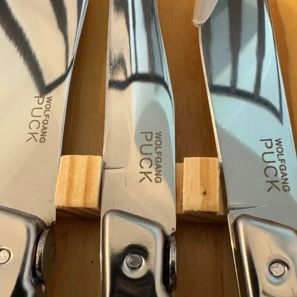 Wolfgang Puck 3 Piece Stainless Steel Cheese Knife Set in Wood Gift Box 0323